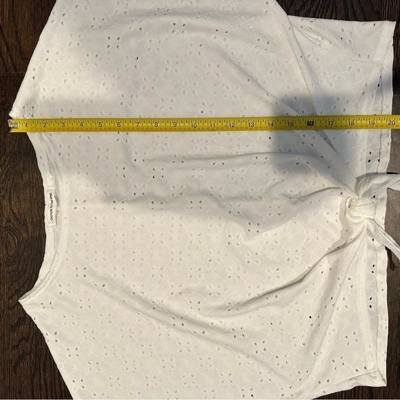 Caution to the Wind Eyelet Cropped Top Dolman Sleeves Scoop Neck Tie FrontMedium - Picture 7 of 8